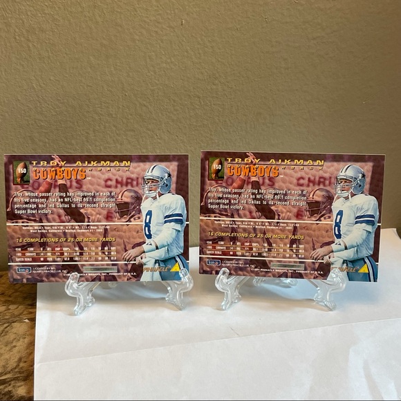 1994 Troy Aikman Pinnacle Football Card #150 Dallas Cowboys Gold Trophy - Picture 2 of 4